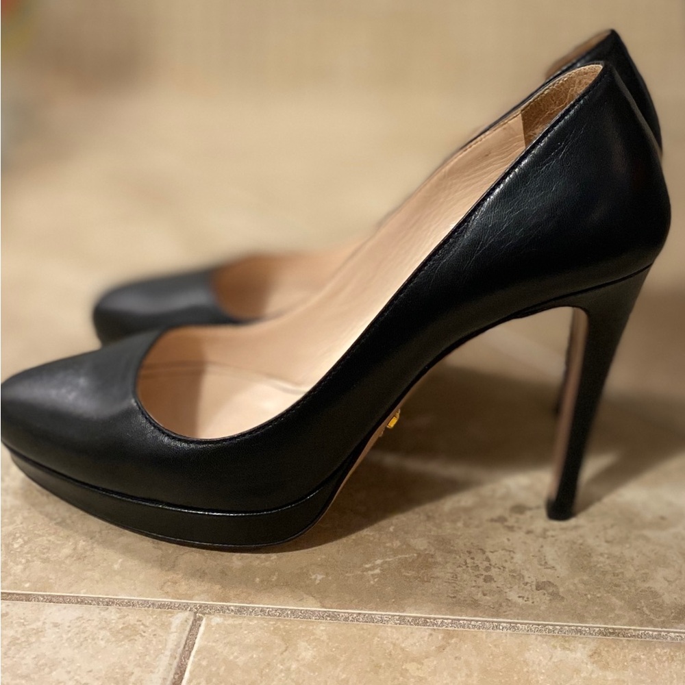 Prada Black and Cream Stiletto Heels with Platform